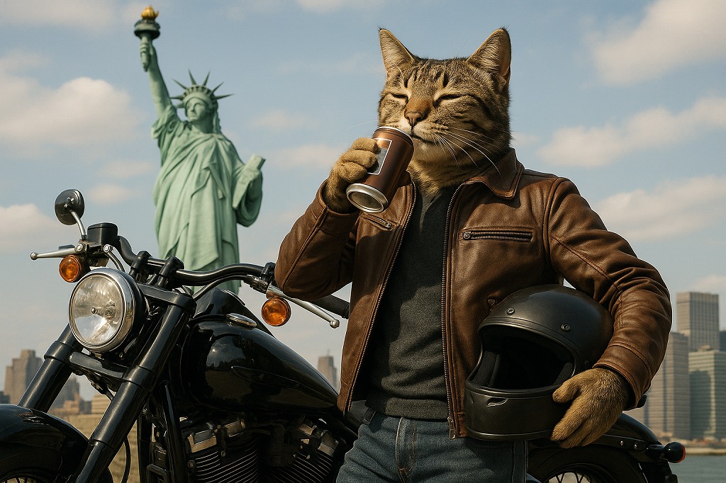 「彼女不在でもごきげんにゃ。」猫ライダー