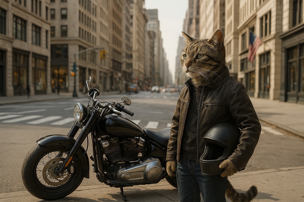 「待ちぼうけにゃ……でもソロなら気楽かも？」猫ライダー