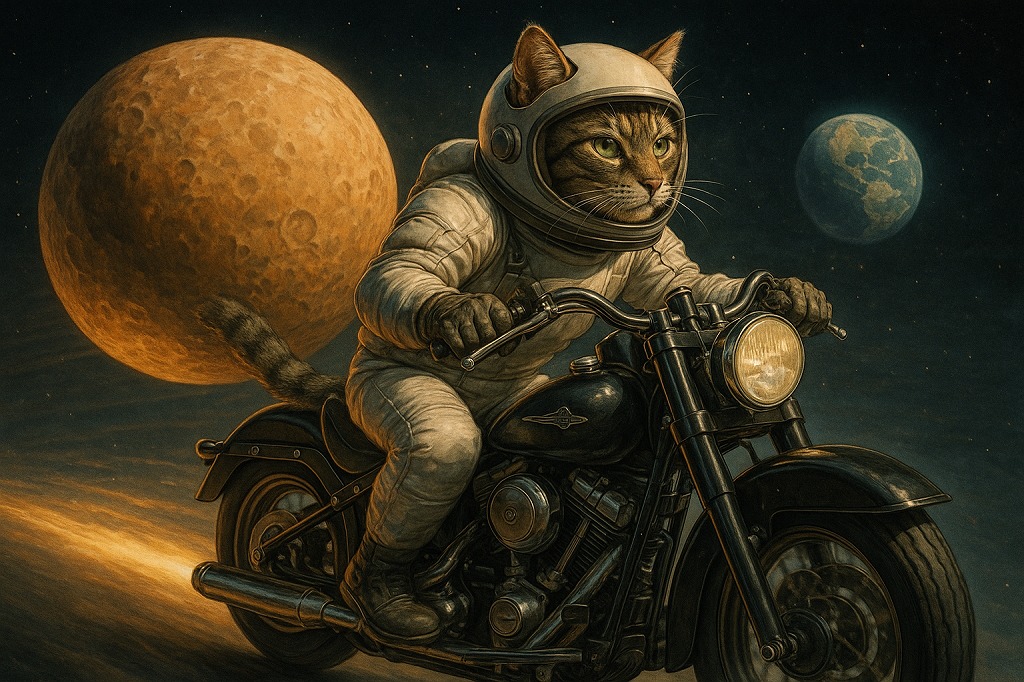 「おつきみツーリング」猫ライダー